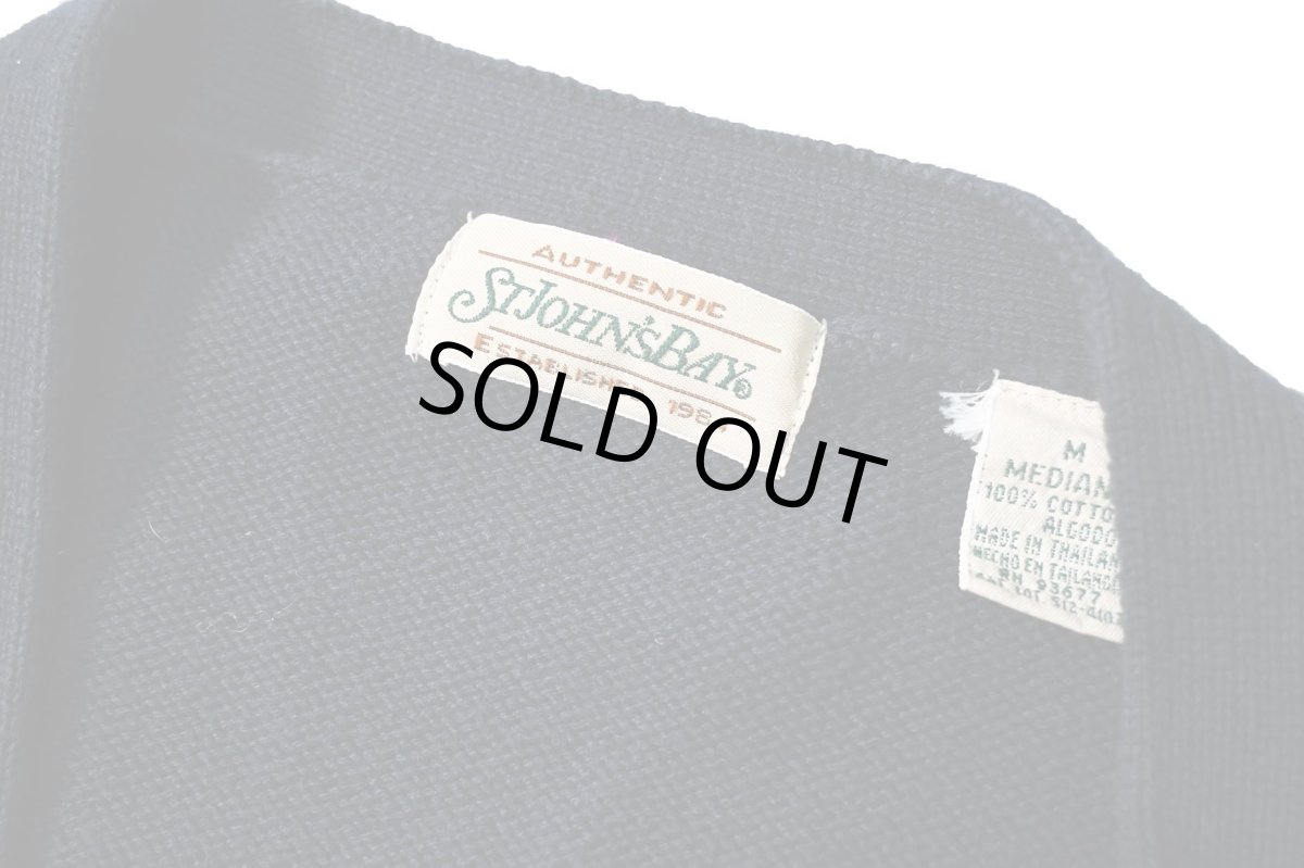 画像4: Used St John's Bay Cotton Knit Cardigan Navy (4)