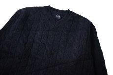 画像2: Used Gap V-Neck Wool Knit Sweater Navy (2)