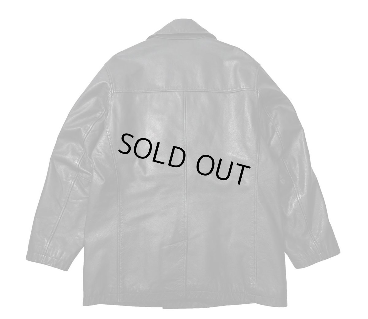 画像2: 00s Used Gap Leather Pea Coat (2)