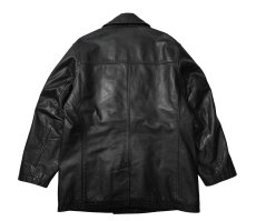 画像2: 00s Used Gap Leather Pea Coat (2)