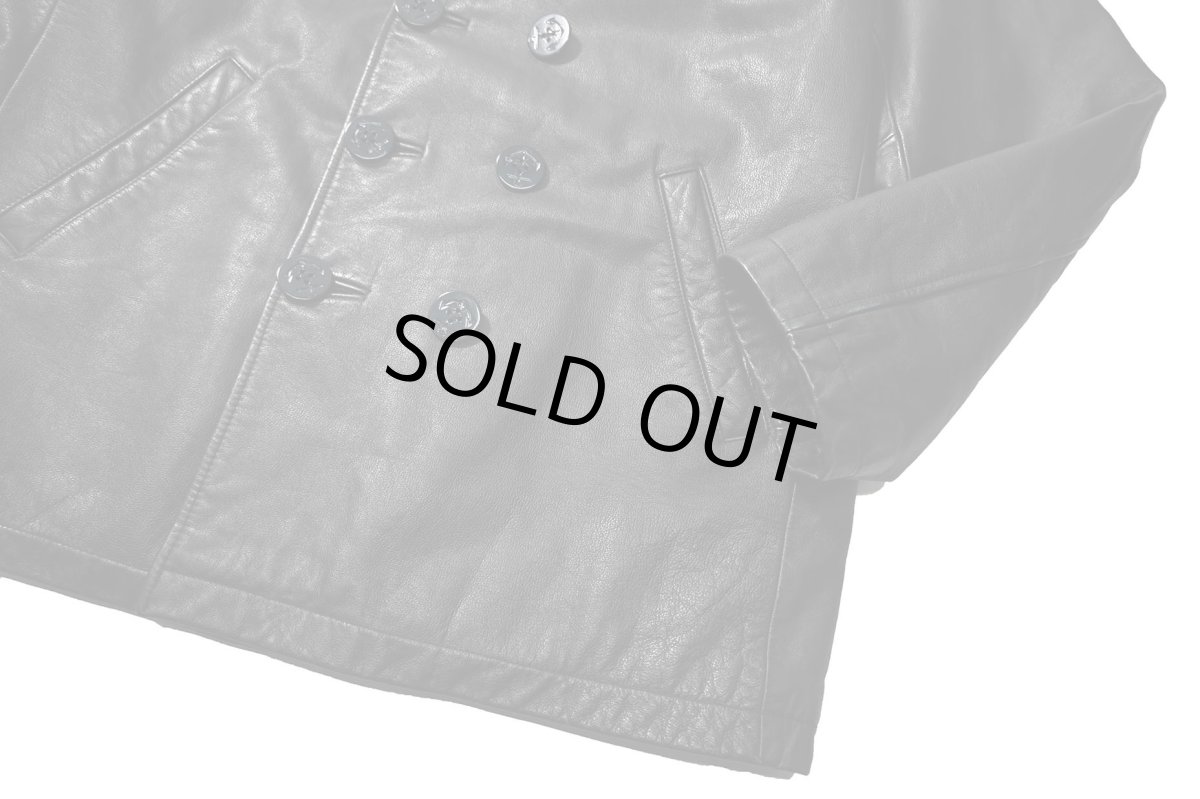 画像4: 00s Used Gap Leather Pea Coat (4)