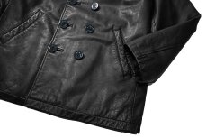 画像4: 00s Used Gap Leather Pea Coat (4)