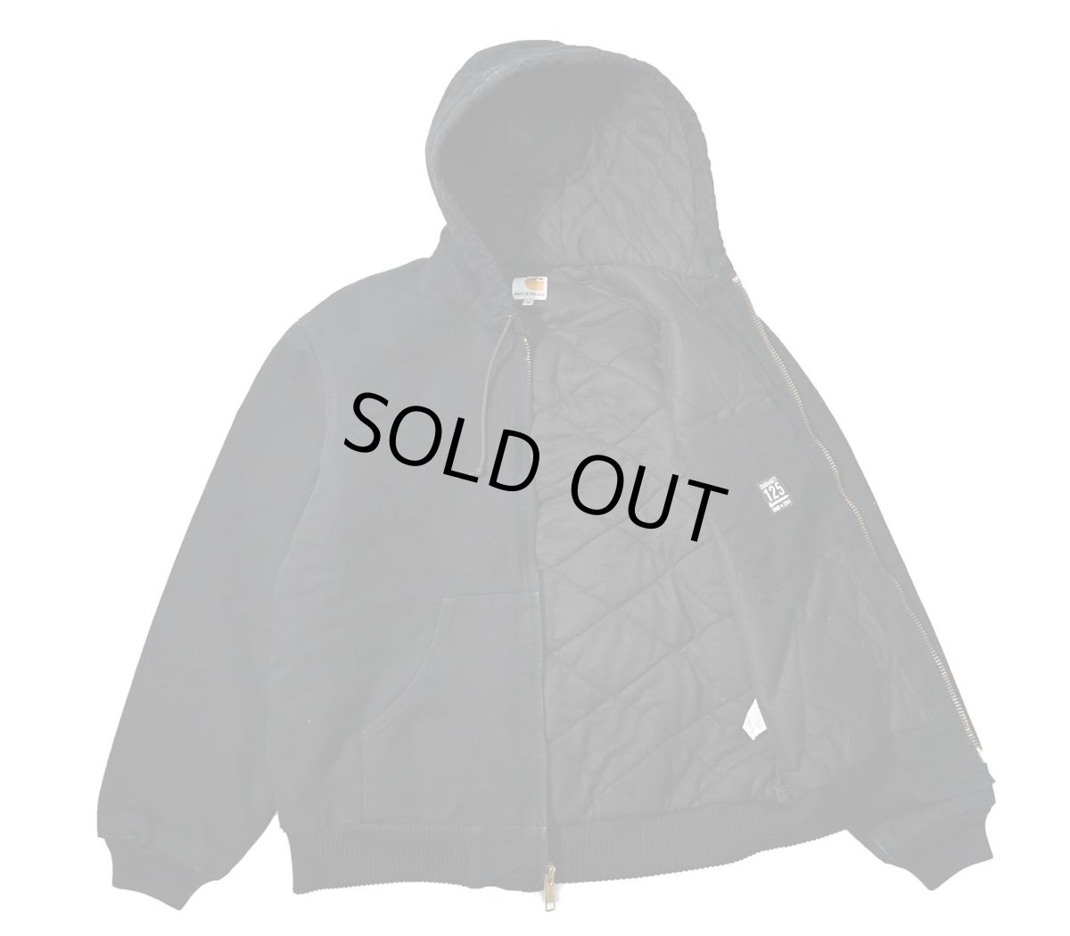 画像4: 14' Used Carhartt Duck Quilted Flannel Lined Active Jacket Black made in USA (4)