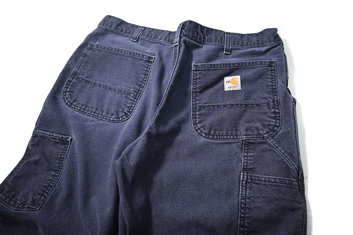 画像4: Used Carhartt FR Duck Carpenter Pants Navy カーハート (4)