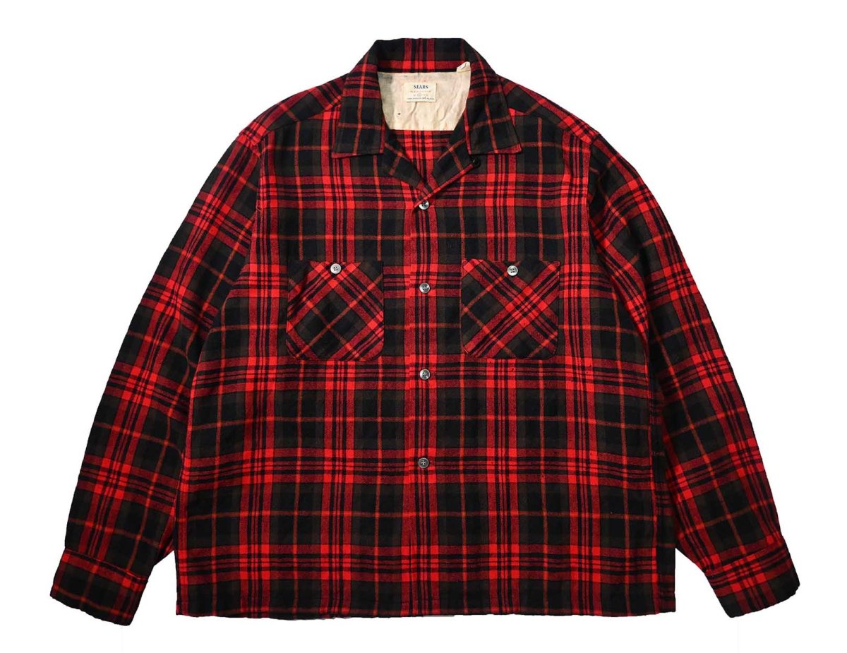 画像1: 60s Used Sears Wool Open Collar Shirt (1)