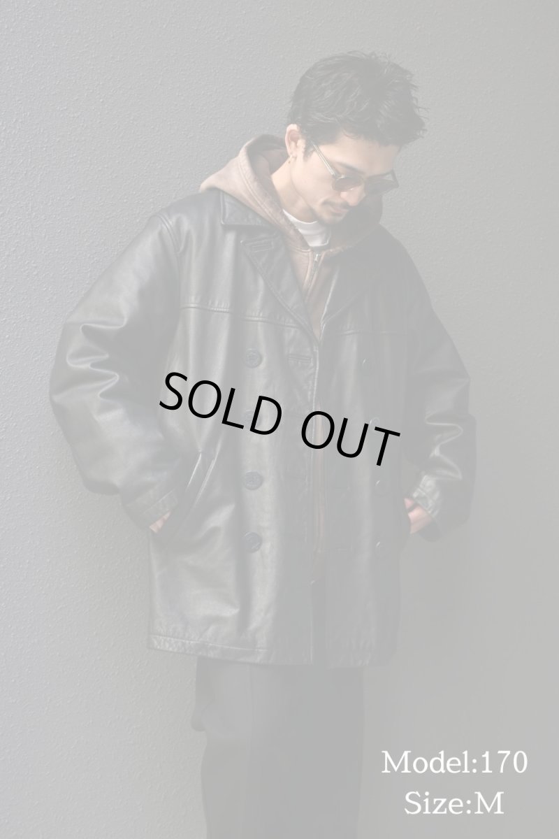 画像7: 00s Used Gap Leather Pea Coat (7)