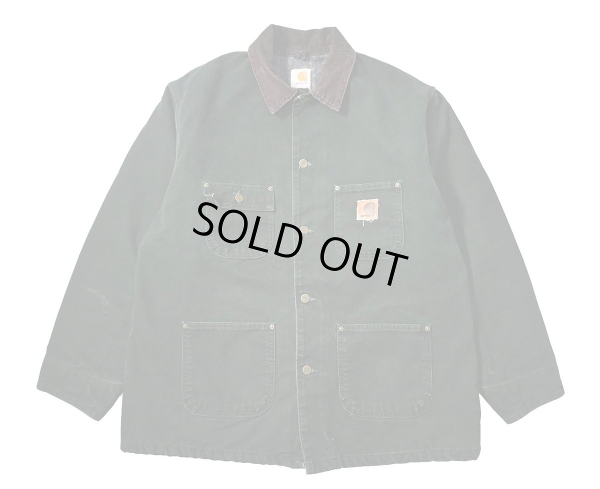 画像1: 04' Used Carhartt Blanket Lined Michigan Chore Coat Spruce made in USA (1)