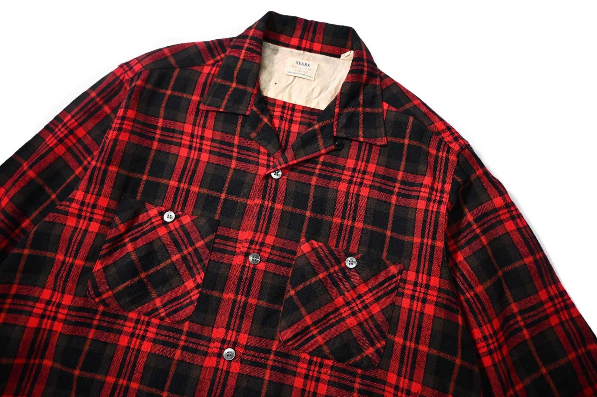 画像2: 60s Used Sears Wool Open Collar Shirt (2)