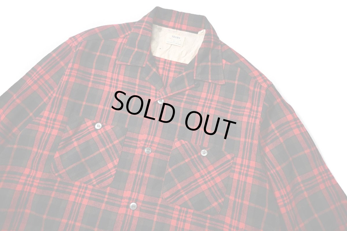 画像2: 60s Used Sears Wool Open Collar Shirt (2)