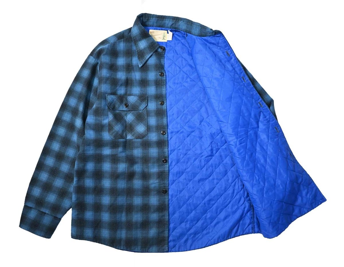 画像4: 70-80s Used Sears Fieldmaster Quilt Lined Ombre Check Flannel Shirt (4)