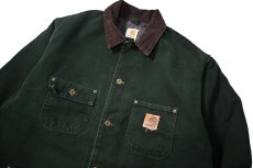 画像2: 04' Used Carhartt Blanket Lined Michigan Chore Coat Spruce made in USA (2)