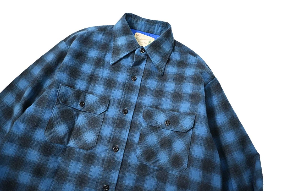 画像2: 70-80s Used Sears Fieldmaster Quilt Lined Ombre Check Flannel Shirt (2)