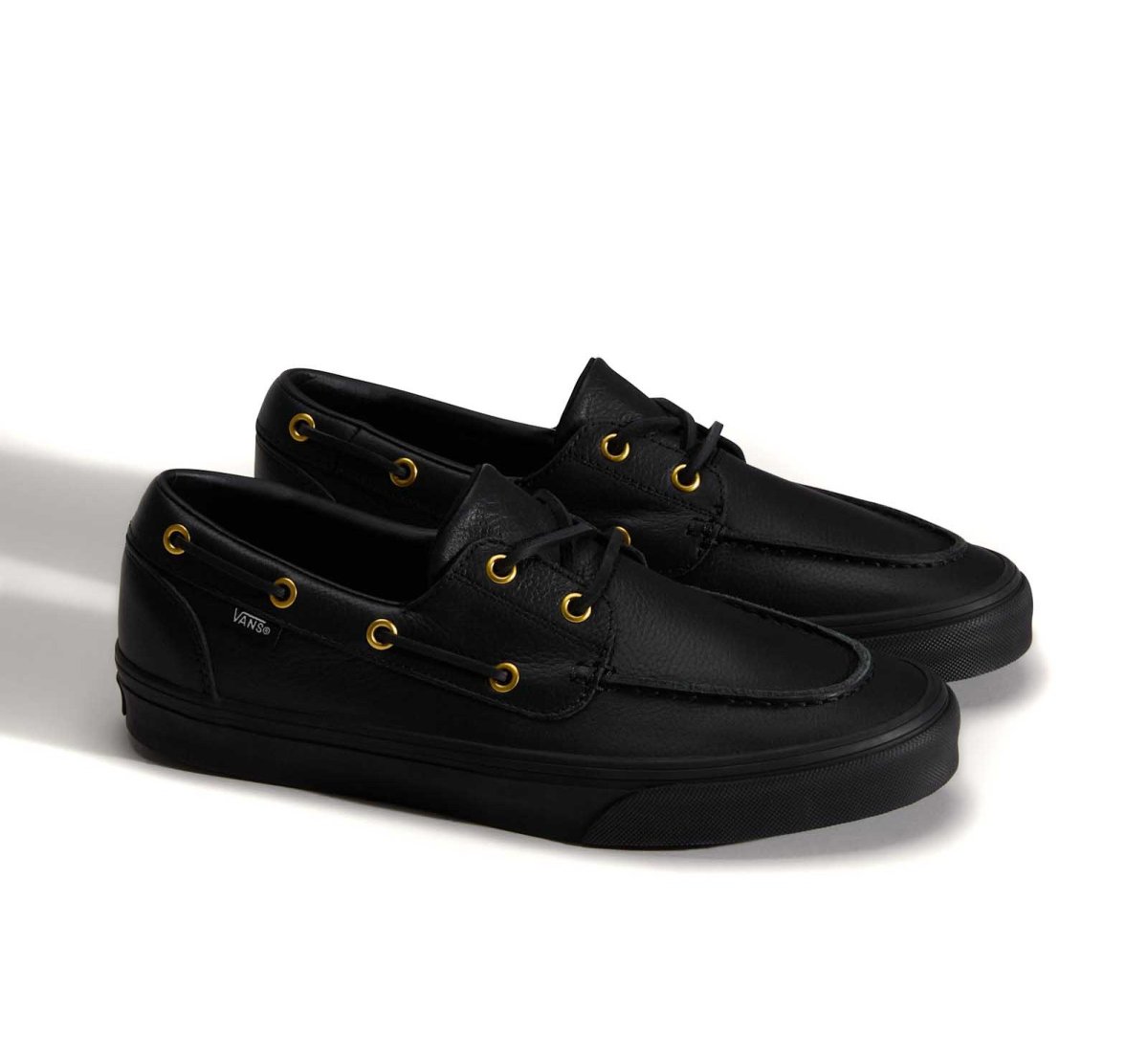 画像2: VANS 2-Eyelet Boat Shoe Leather Black バンズ　 (2)