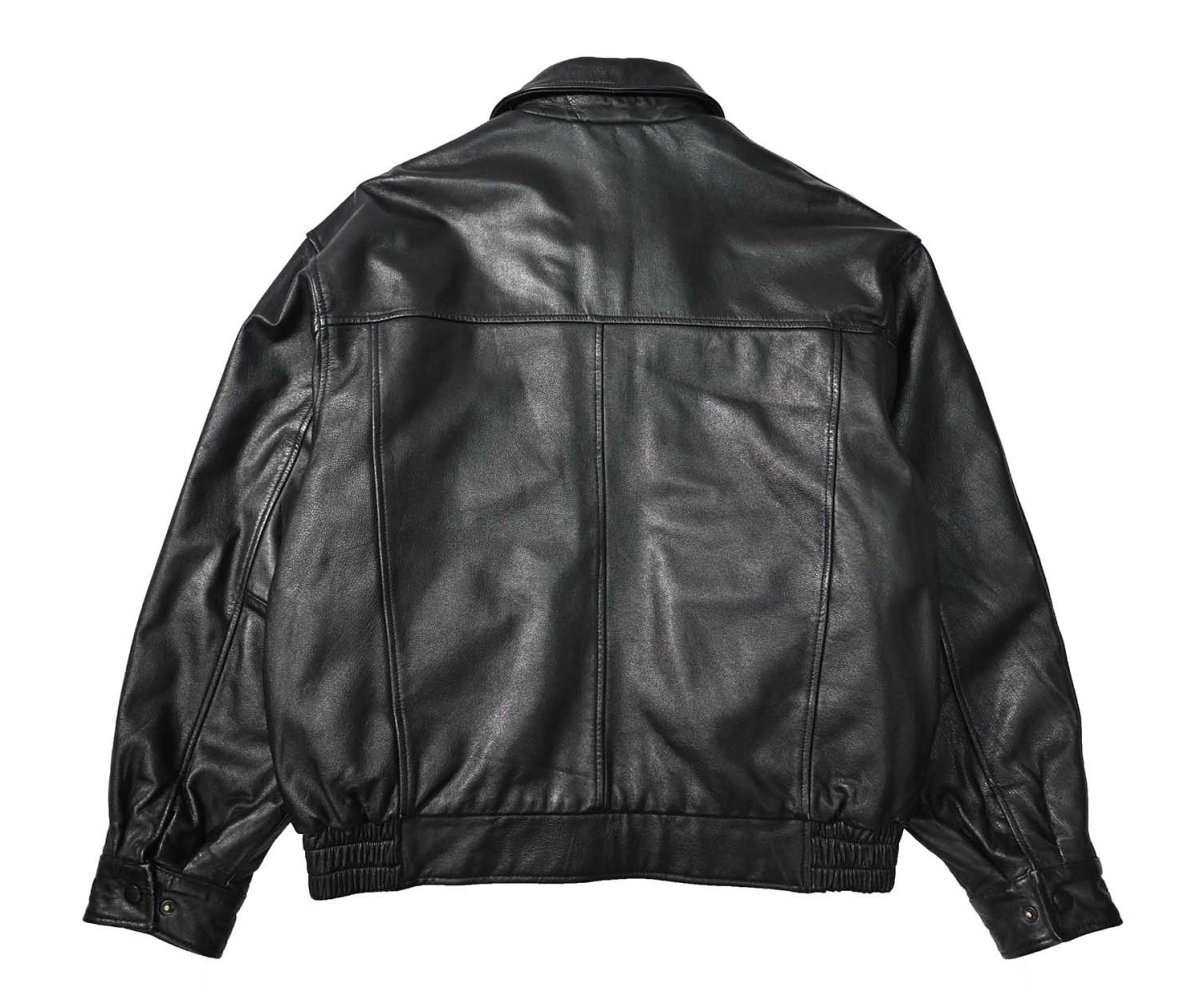 画像2: 90s Used St John's Bay Leather Jacket Black (2)