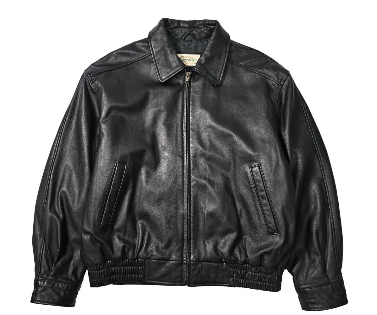 画像1: 90s Used St John's Bay Leather Jacket Black (1)