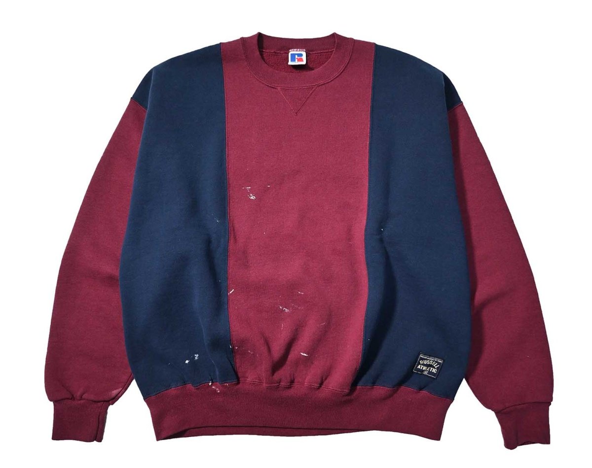 画像1: 90s Used Russell Athletic Blank Sweat Shirt Burgundy/Navy made in USA (1)