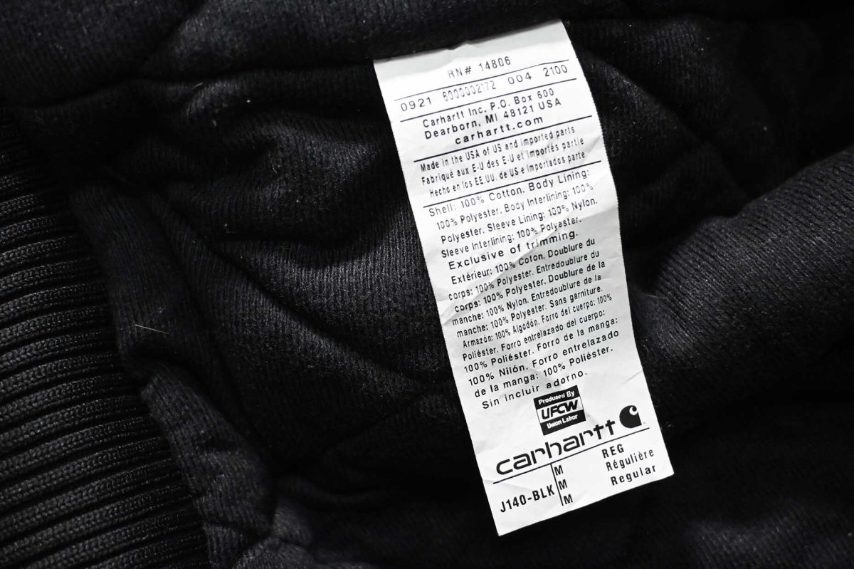 画像6: Used Carhartt Quilted Flannel Lined Active Jacket Black made in USA (6)