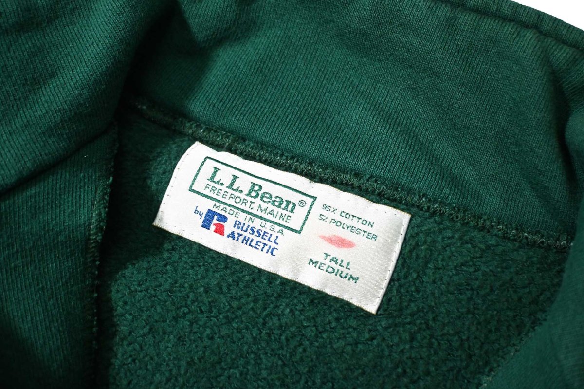 画像4: 90s Used L.L.Bean × Russell Athletic Blank Quarter Zip Sweat Shirt Green made in USA (4)