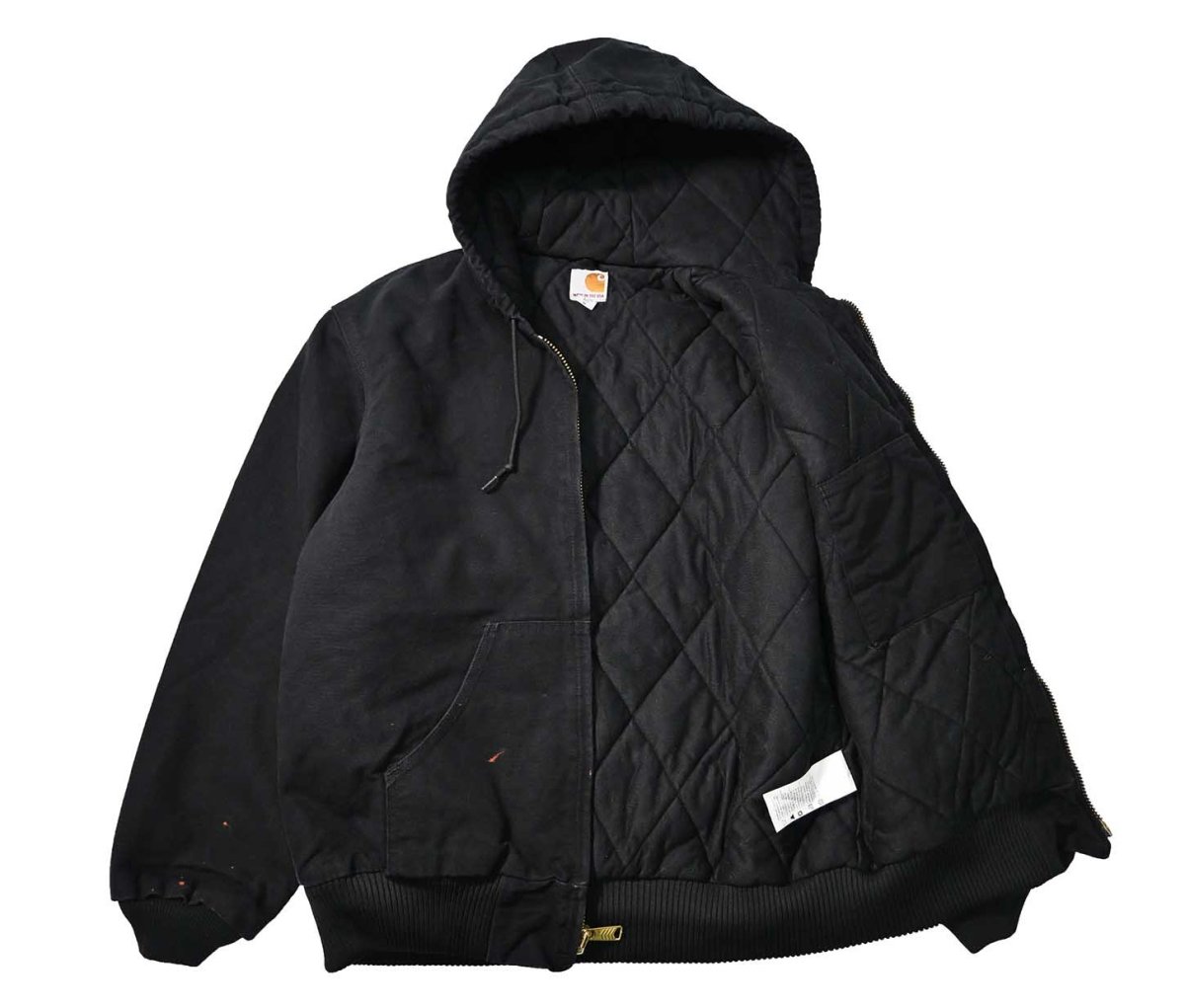 画像4: Used Carhartt Quilted Flannel Lined Active Jacket Black made in USA (4)