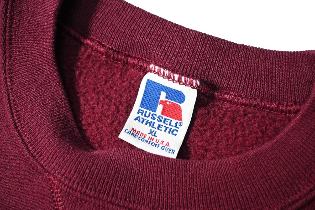 画像4: 90s Used Russell Athletic Blank Sweat Shirt Burgundy/Navy made in USA (4)