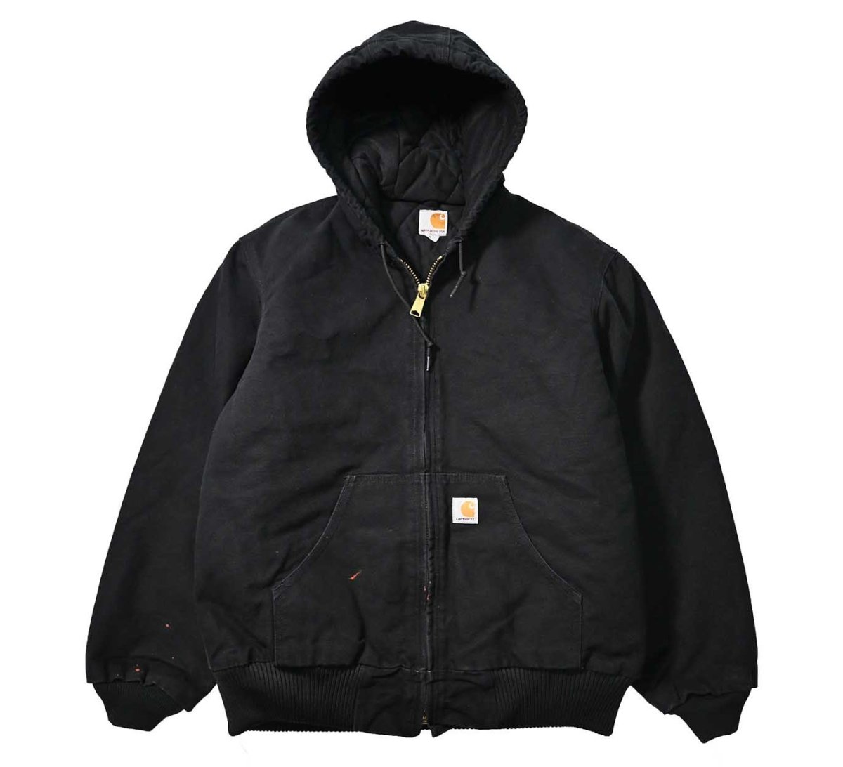 画像1: Used Carhartt Quilted Flannel Lined Active Jacket Black made in USA (1)