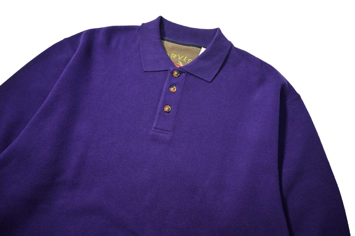 画像2: 00s Used Orvis Blank Sweat Polo Purple (2)