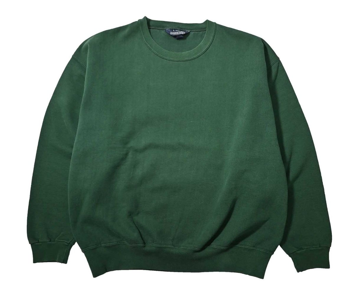 画像1: 90s Used Lands' End Blank Sweat Shirt Green made in USA (1)