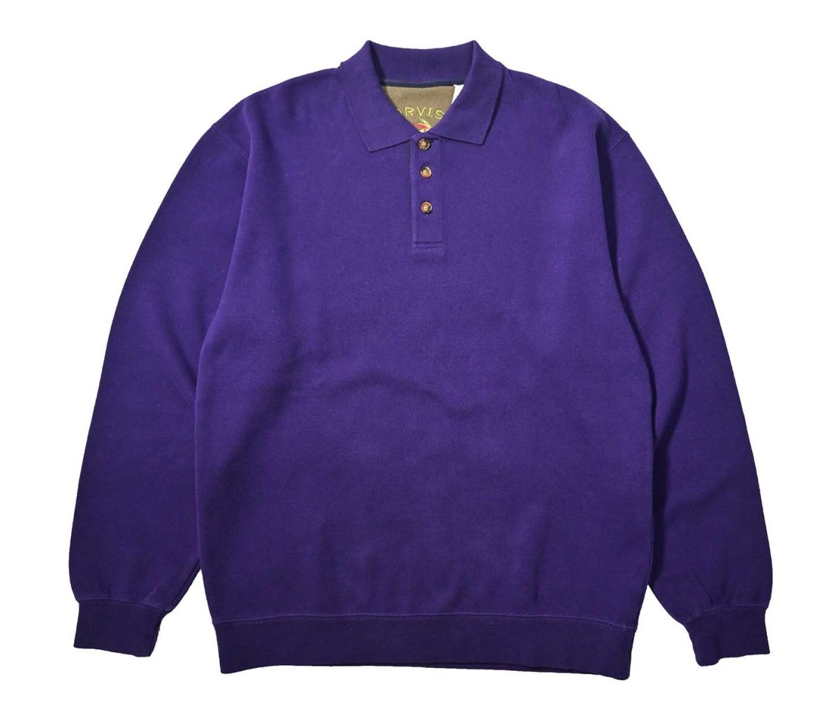 画像1: 00s Used Orvis Blank Sweat Polo Purple (1)