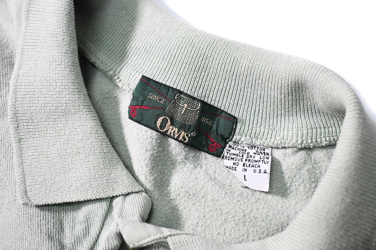 画像4: 90s Used Orvis Blank Sweat Polo Mint made in USA (4)