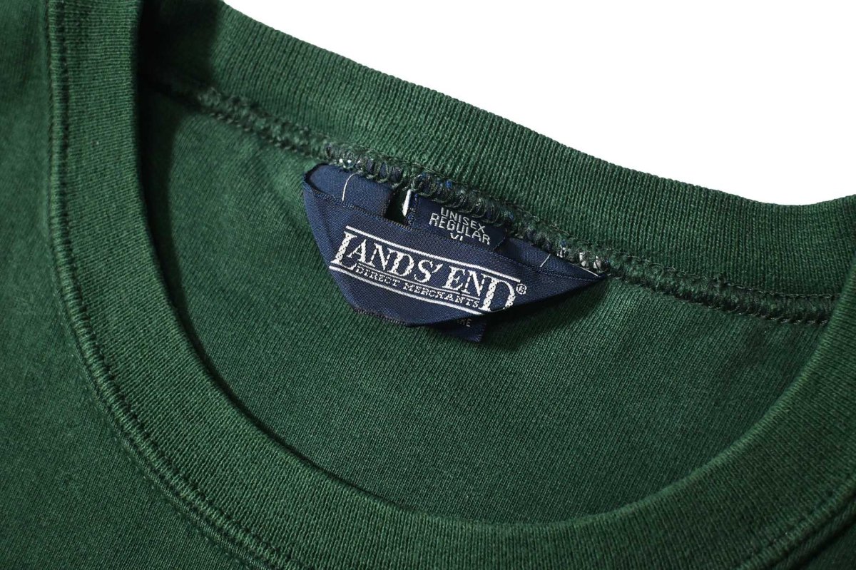 画像4: 90s Used Lands' End Blank Sweat Shirt Green made in USA (4)