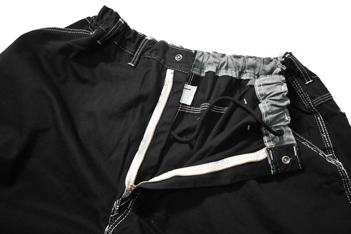 画像6: Deadstock Universal Overall Customized Double Front Big Painter Pants Dyed Black (6)