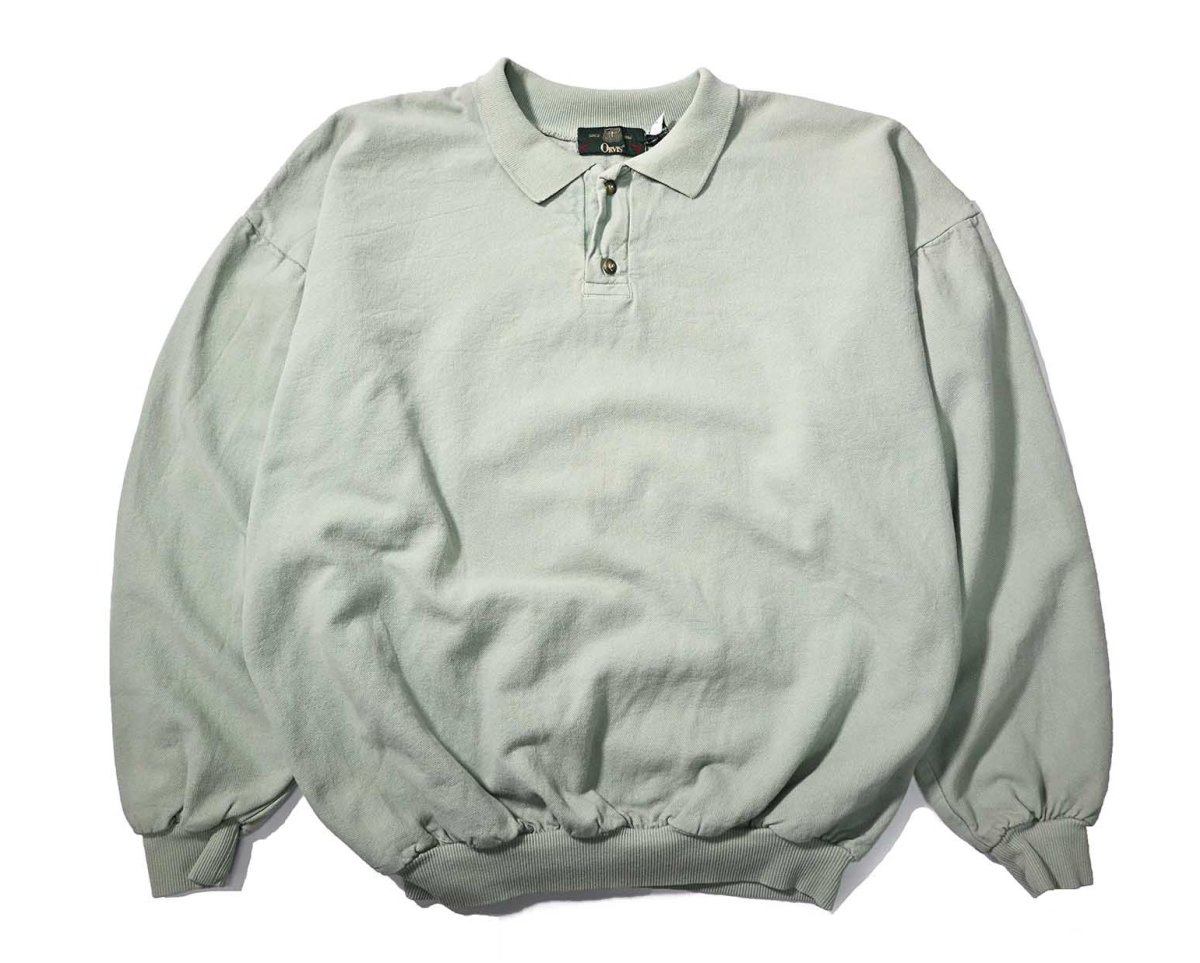 画像1: 90s Used Orvis Blank Sweat Polo Mint made in USA (1)