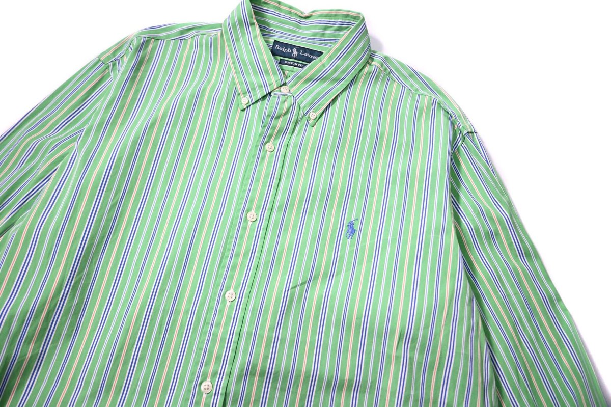 画像2: 90s Used Ralph Lauren Stripe B/D Shirt "Custom Fit" (2)