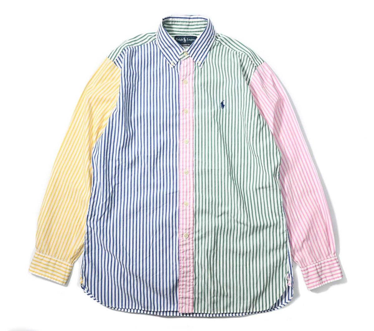 画像1: 90s Used Ralph Lauren Crazy Pattern Stripe B/D Shirt "Classic Fit" (1)