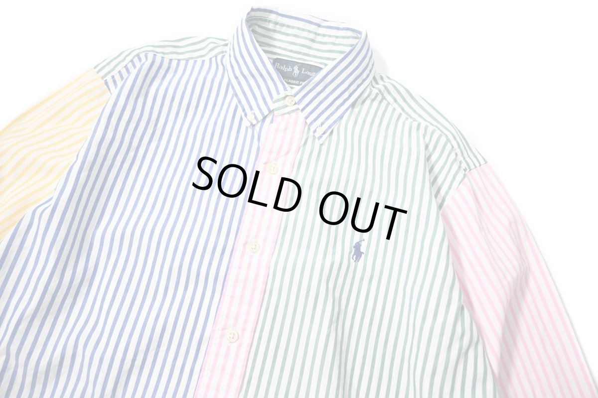 画像2: 90s Used Ralph Lauren Crazy Pattern Stripe B/D Shirt "Classic Fit" (2)