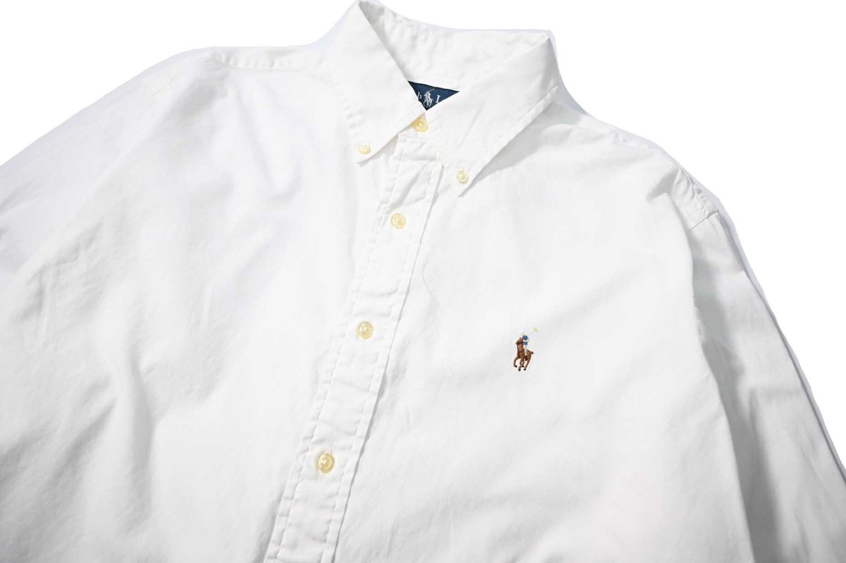 画像2: 90s Used Ralph Lauren B/D Broad Shirt "Classic Fit" White (2)