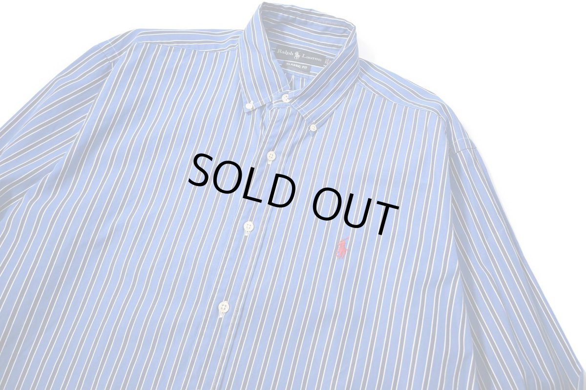 画像2: 90s Used Ralph Lauren Stripe B/D Shirt "Classic Fit" (2)
