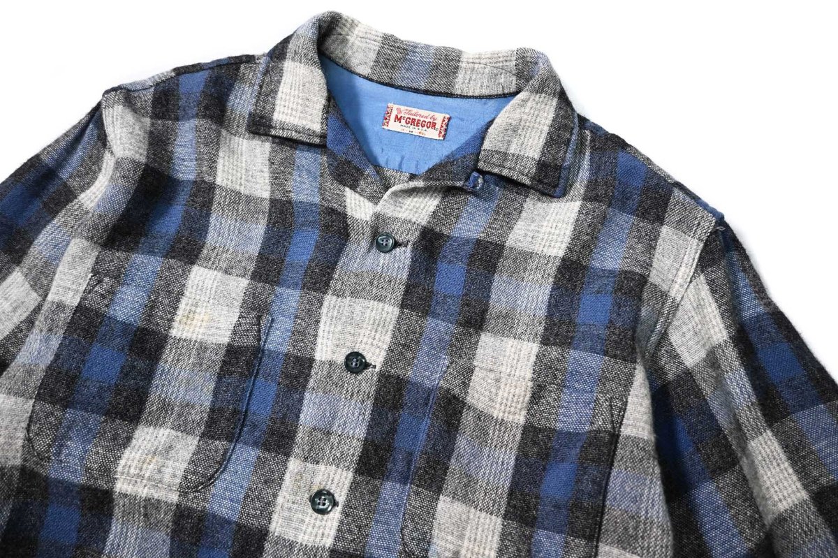 画像2: 60s Used McGregor Wool Open Collar Shirt made in USA (2)
