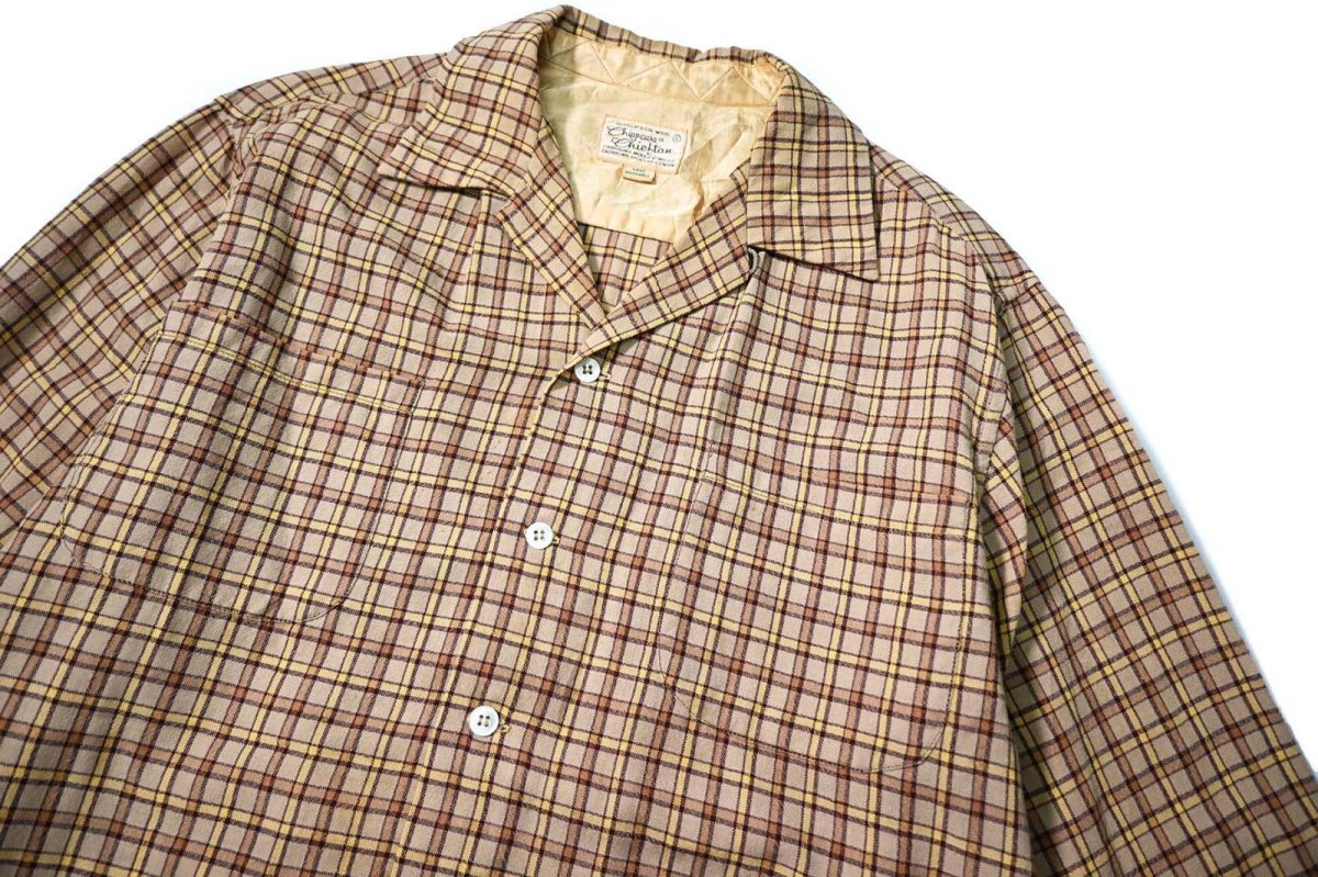 画像2: 50-60s Used Chippewa Woolen Mills Wool Open Collar Shirt (2)