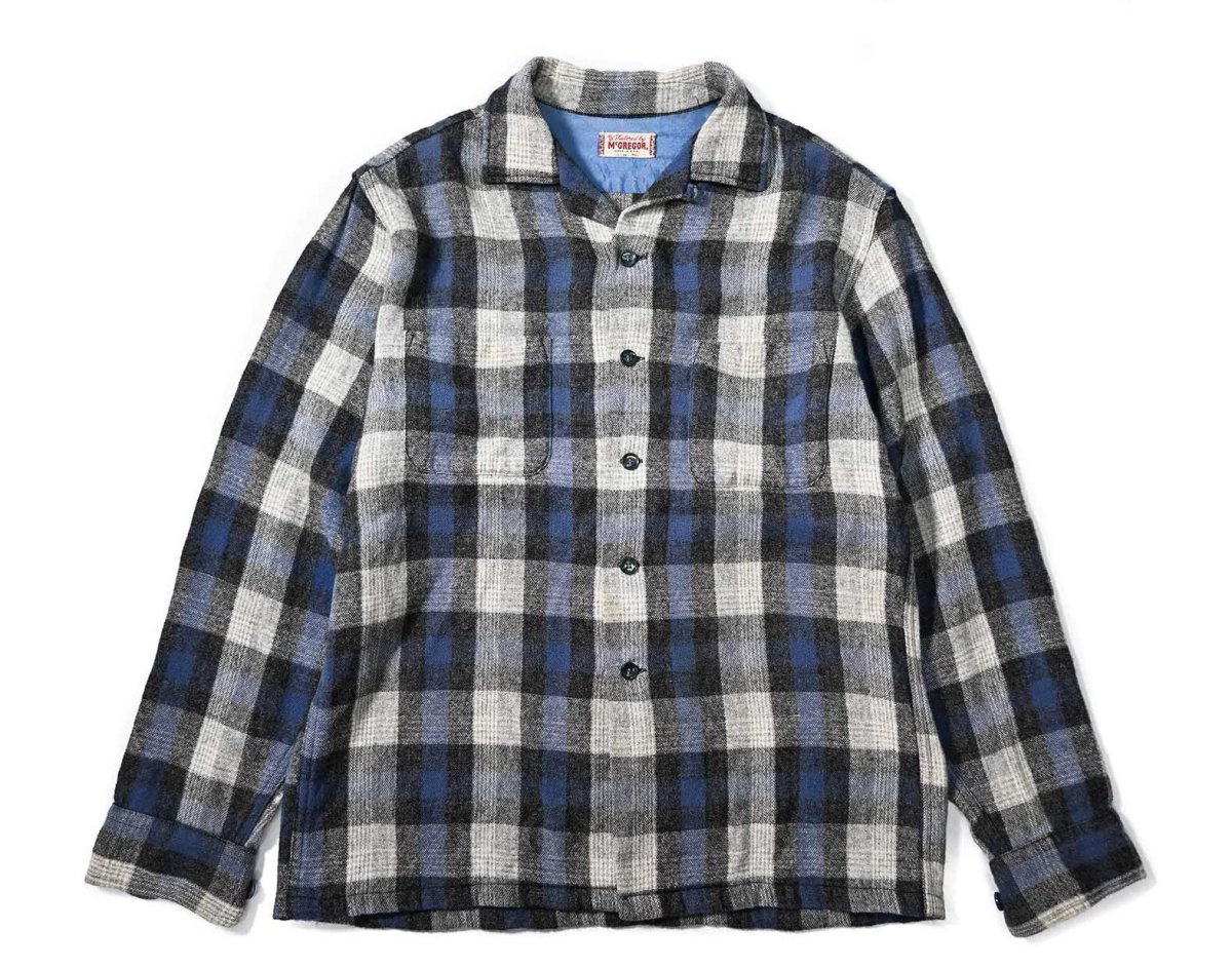 画像1: 60s Used McGregor Wool Open Collar Shirt made in USA (1)