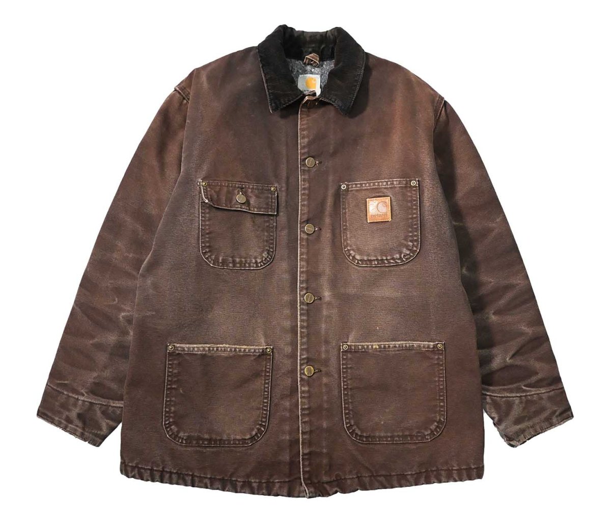画像1: 10' Used Carhartt Blanket Lined Michigan Chore Coat Dark Brown (1)