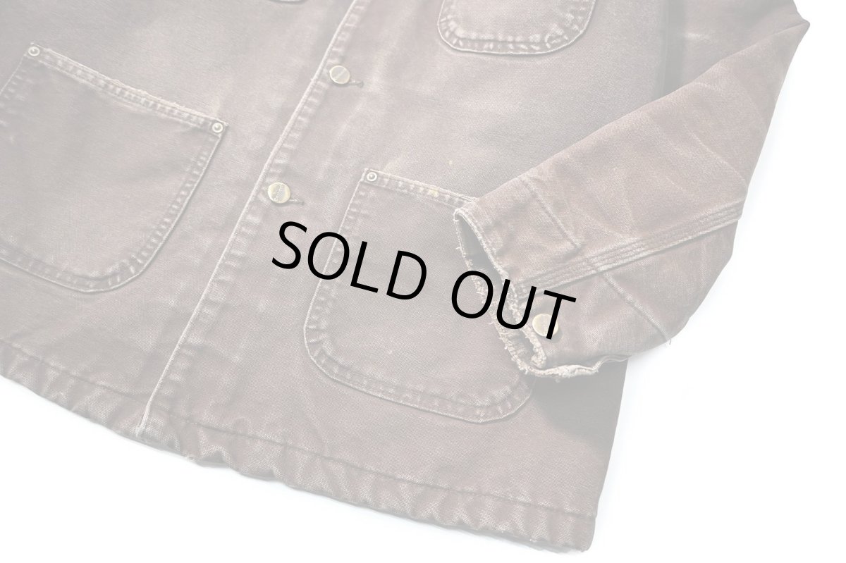 画像4: 10' Used Carhartt Blanket Lined Michigan Chore Coat Dark Brown (4)