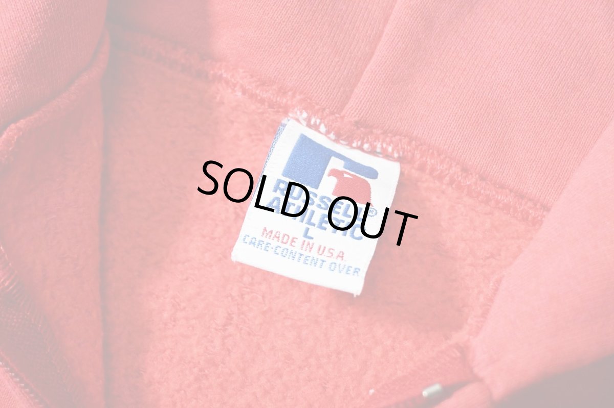 画像4: 90s Used Russell Athletic Blank Zip Sweat Hoodie Red made in USA (4)