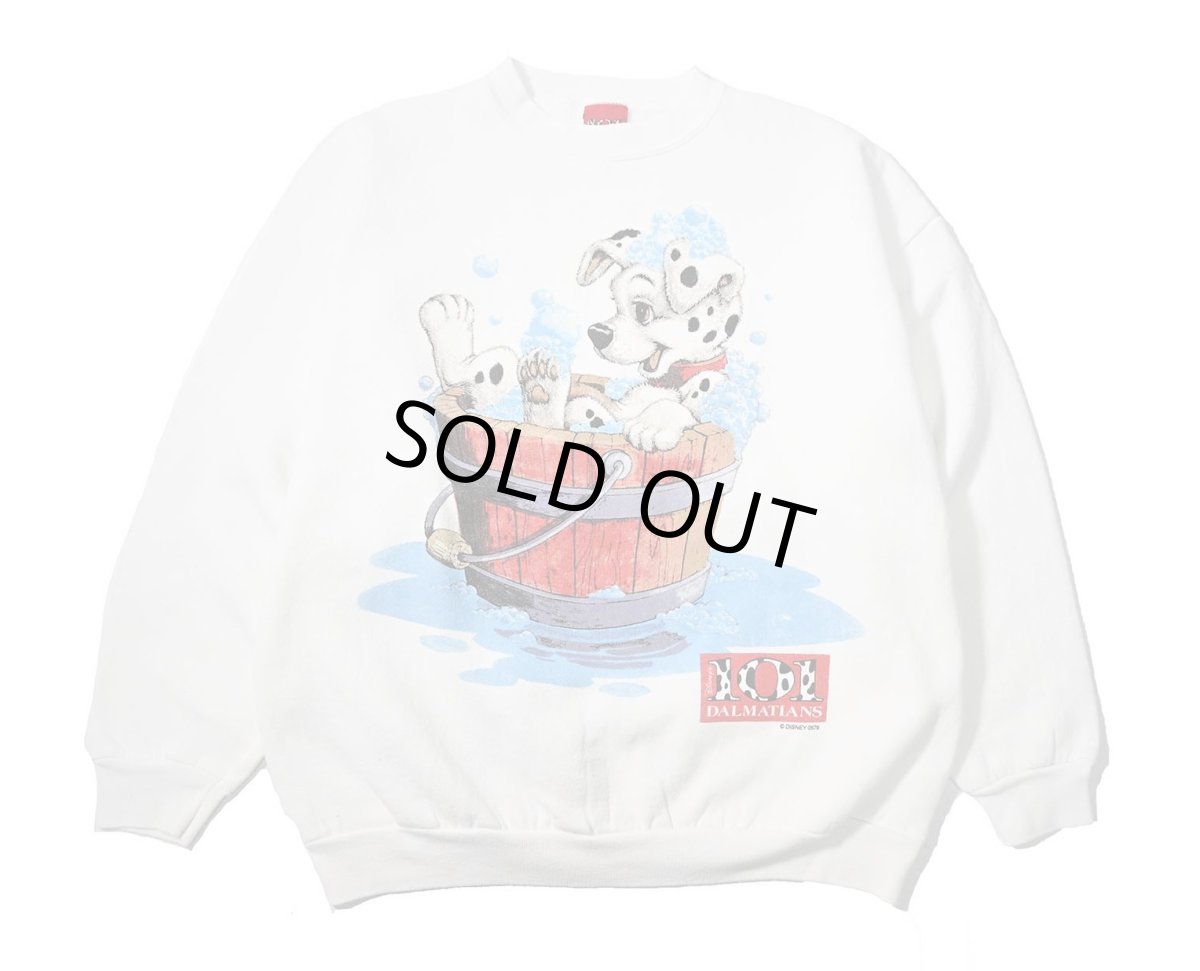 画像1: 90s Used Disney 101Dalmatians Print Sweat Shirt White (1)