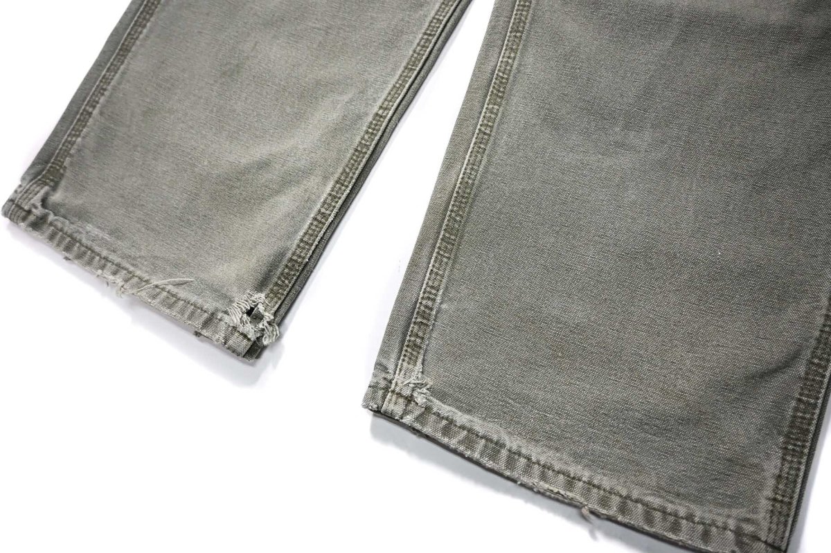 画像3: 17' Used Carhartt Duck Carpenter Pants Moss カーハート (3)