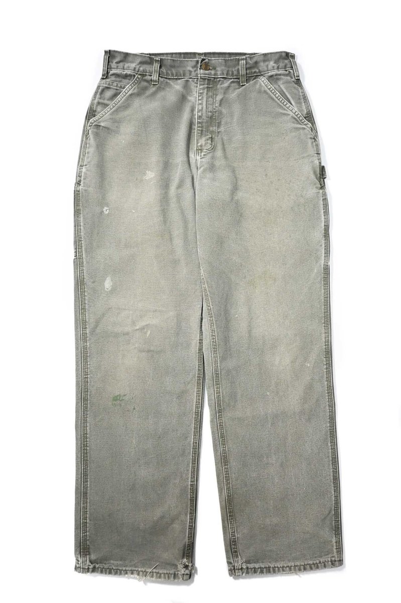 画像1: 17' Used Carhartt Duck Carpenter Pants Moss カーハート (1)
