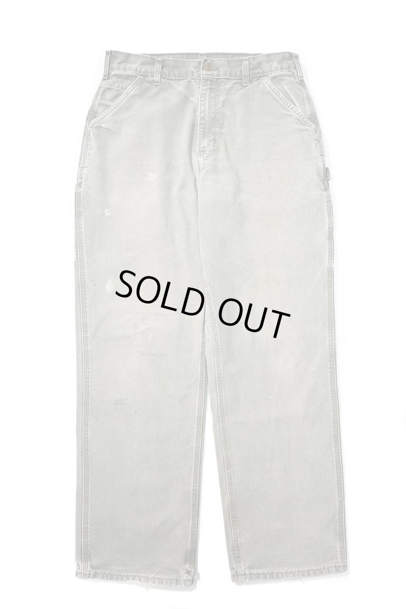 画像1: 17' Used Carhartt Duck Carpenter Pants Moss カーハート (1)