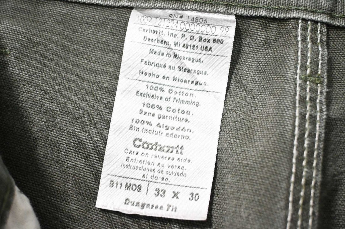 画像6: 07' Used Carhartt Duck Carpenter Pants Moss カーハート (6)