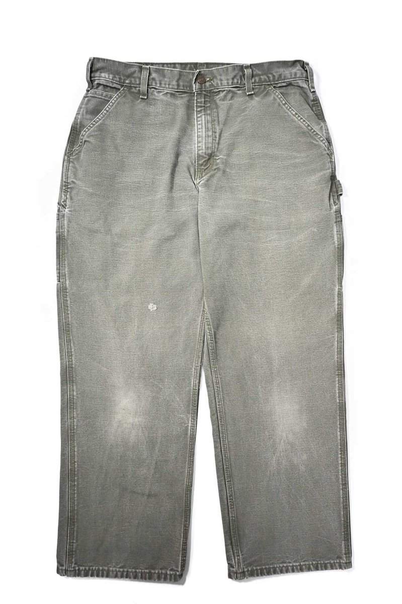 画像1: 17' Used Carhartt Duck Carpenter Pants Moss カーハート (1)