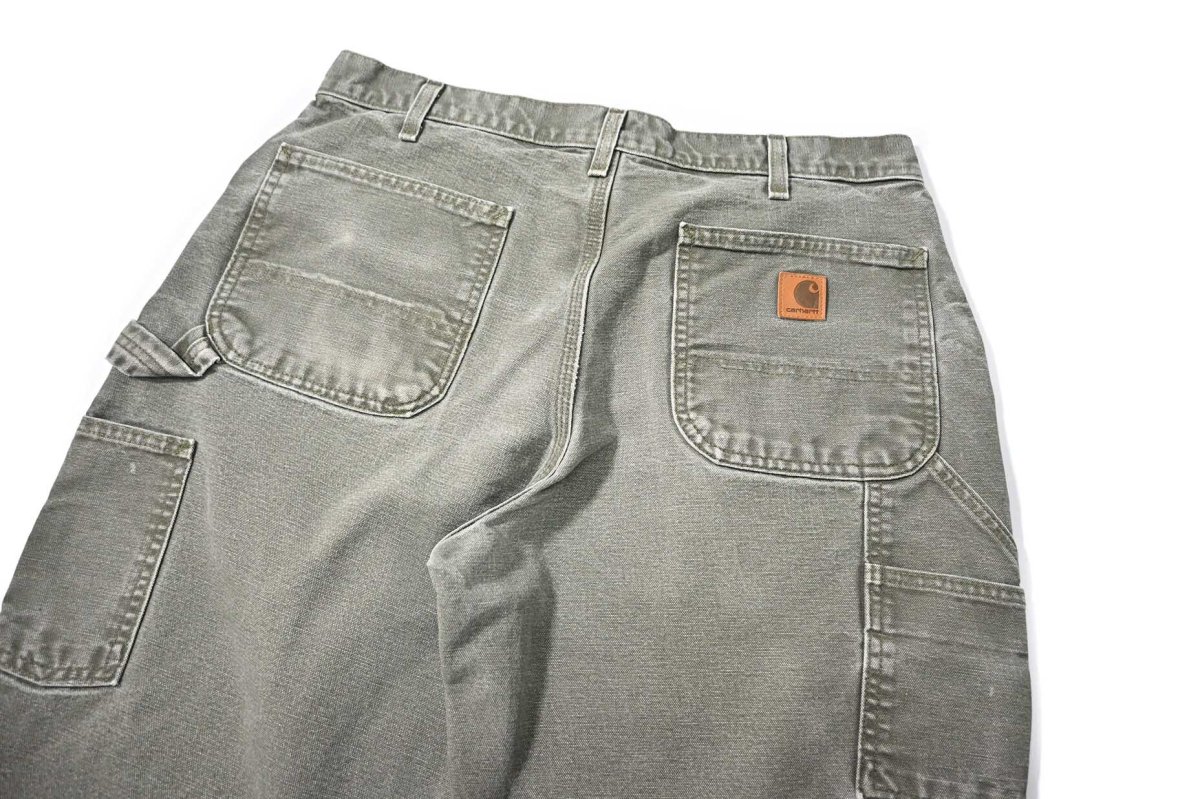 画像4: 17' Used Carhartt Duck Carpenter Pants Moss カーハート (4)